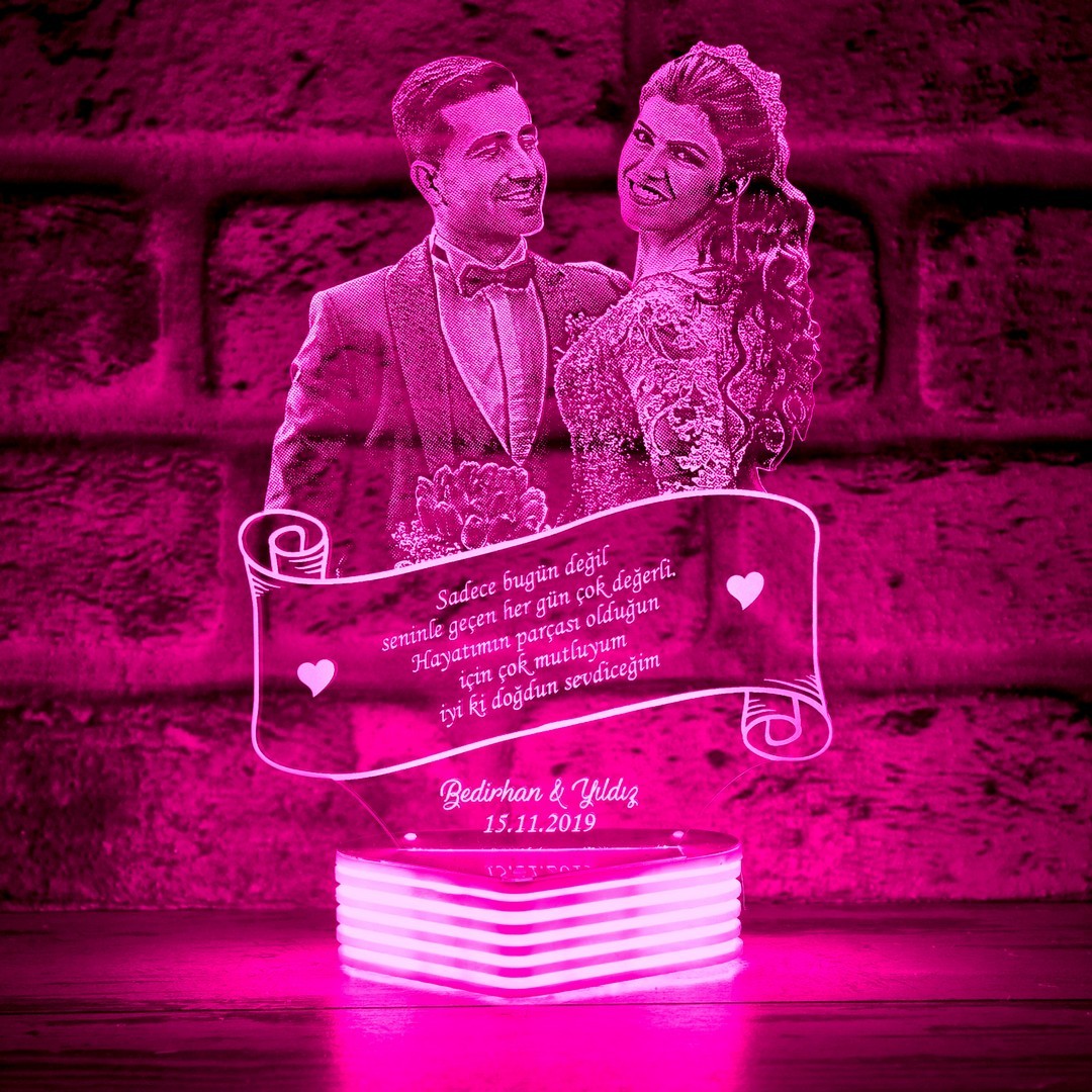 Yeni Evlilere, Gelin Damat Hediyesi Led Lamba