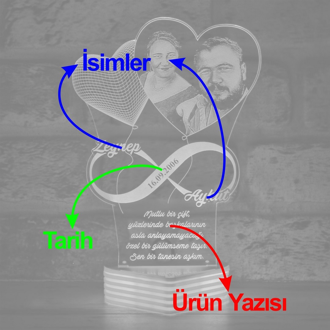 Sevgililer Günü Hediyesi Özel Resimli Lamba