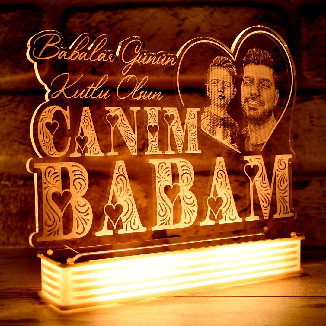 Canım Babam Babalar Günü Hediyesi, Fotoğraflı Lamba