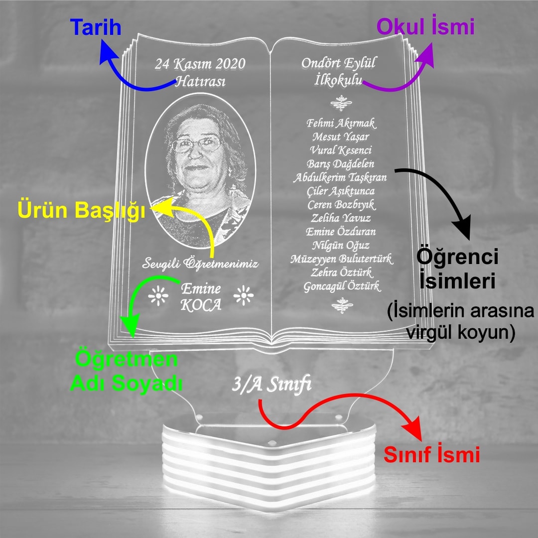 Bayan Öğretmene En Güzel Hediye Öğretmenler Günü Hediyesi 3D LED Lamba