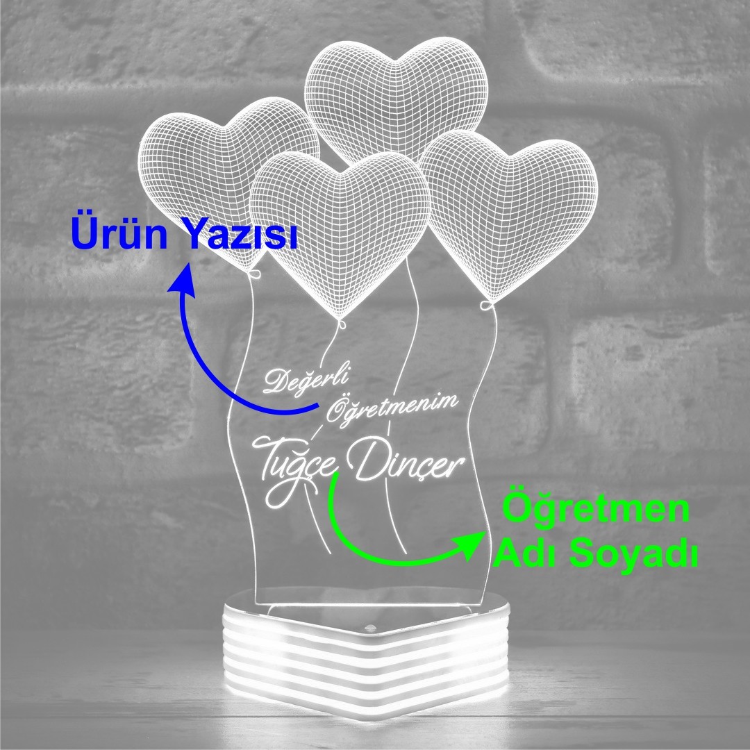 Değerli Öğretmenim Yazılı 3D Lamba