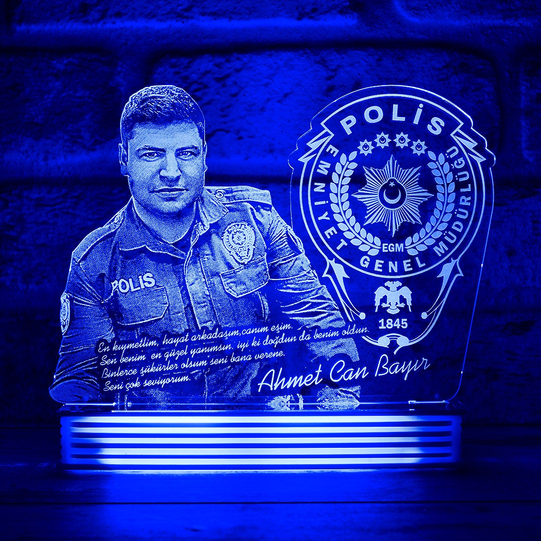 Polise Hediye Meslek Hediyeleri 3D Lamba