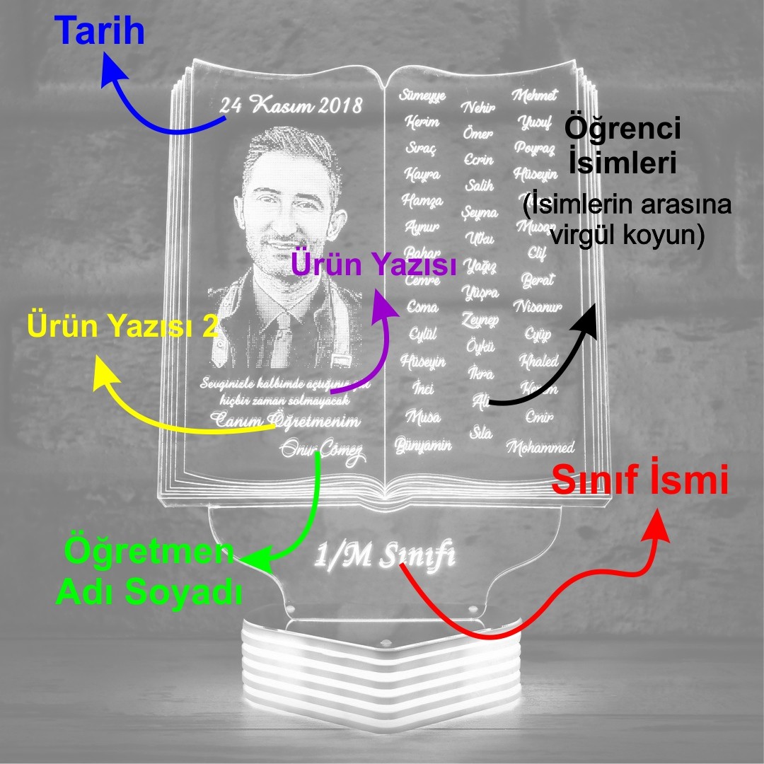 Öğretmenler Günü Hediyesi Sınıf Öğretmenine Hediye 3D Lamba