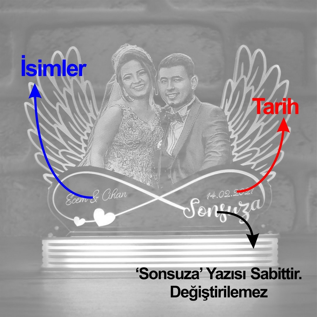 Sevgiliye Hediye, Melek Kanatlı Resimli Lamba