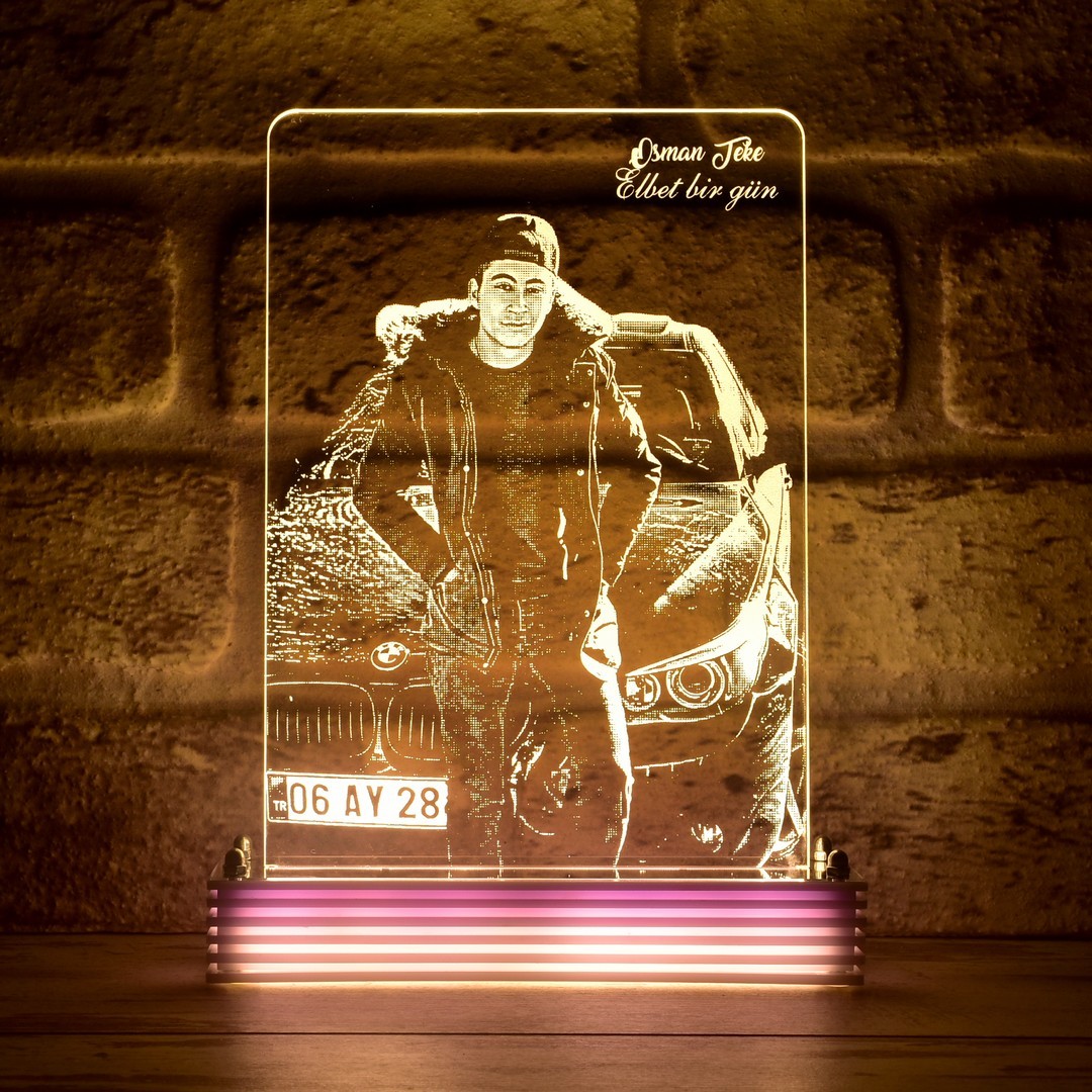 Erkeğe Hediye Araba Severlere Özel Fotoğraflı 3D Lamba