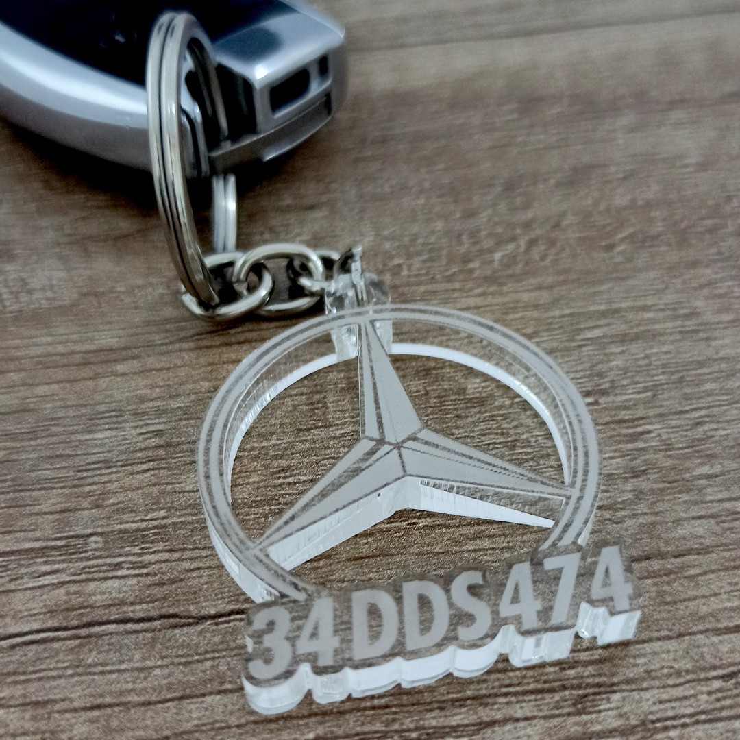 Plaka Yazılı Mercedes Anahtarlık Kişiye Özel