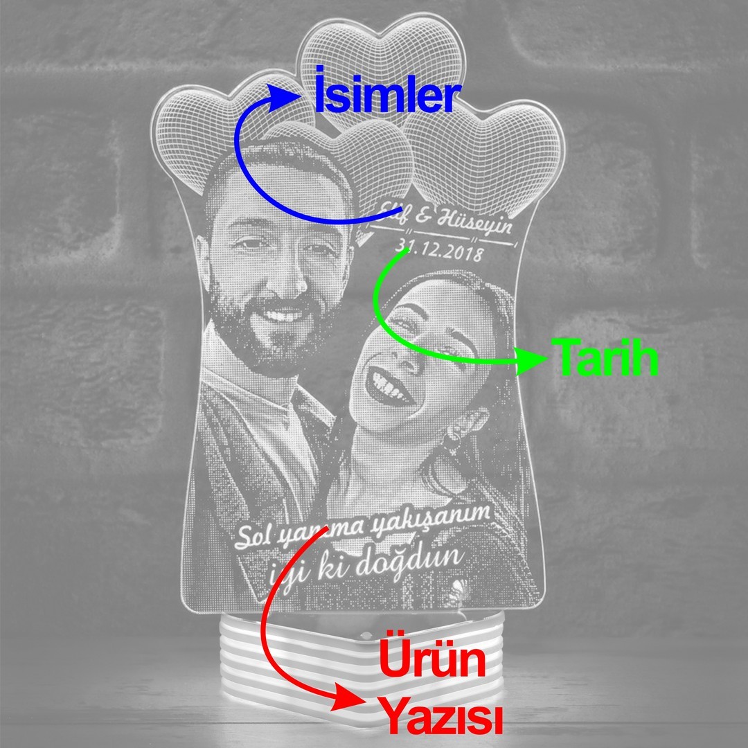 Çiftlere Özel Sevgiliye Hediye, Fotoğraflı LED Aydınlatma