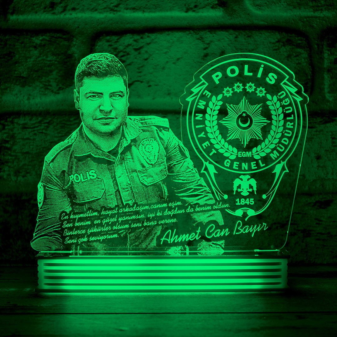 Polise Hediye Meslek Hediyeleri 3D Lamba