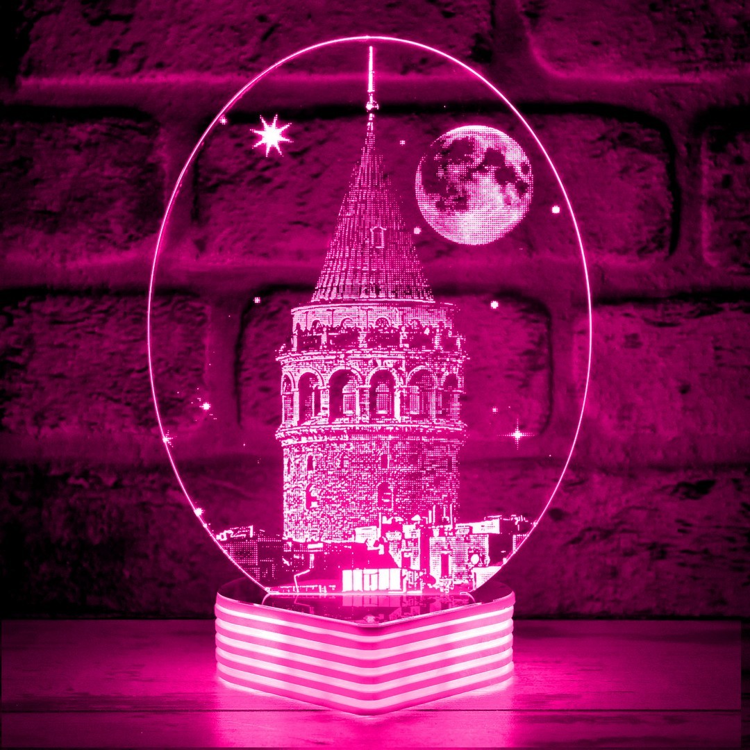 İstanbul Galata Kulesi Görselli 3D Lamba