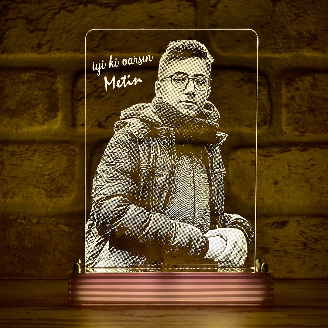 Erkeğe Hediye Erkek Arkadaşa Özel Resimli 3D Lamba