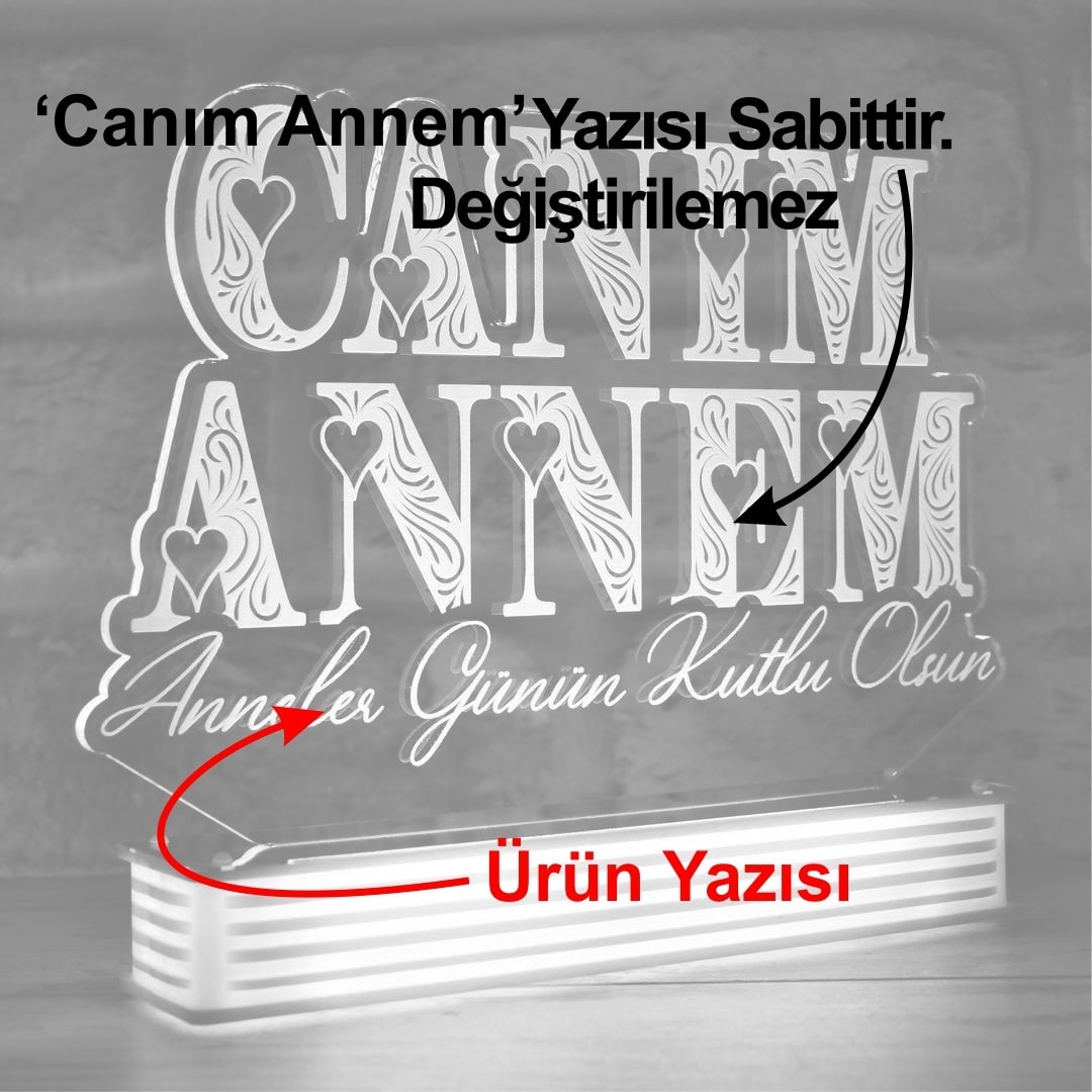 Canım Annem 3D Lamba