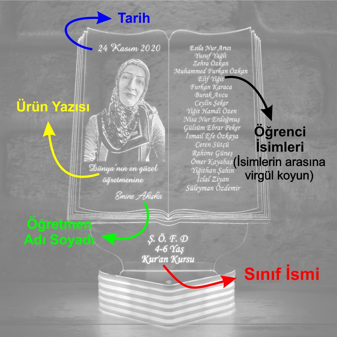 Kuran Kursu Öğretmenine Hediye 3D Lamba