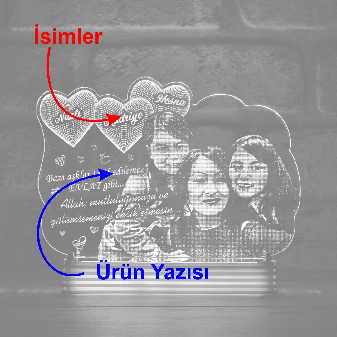 Anneye Hediye, Fotoğraflı Aydınlatma 3D Lamba