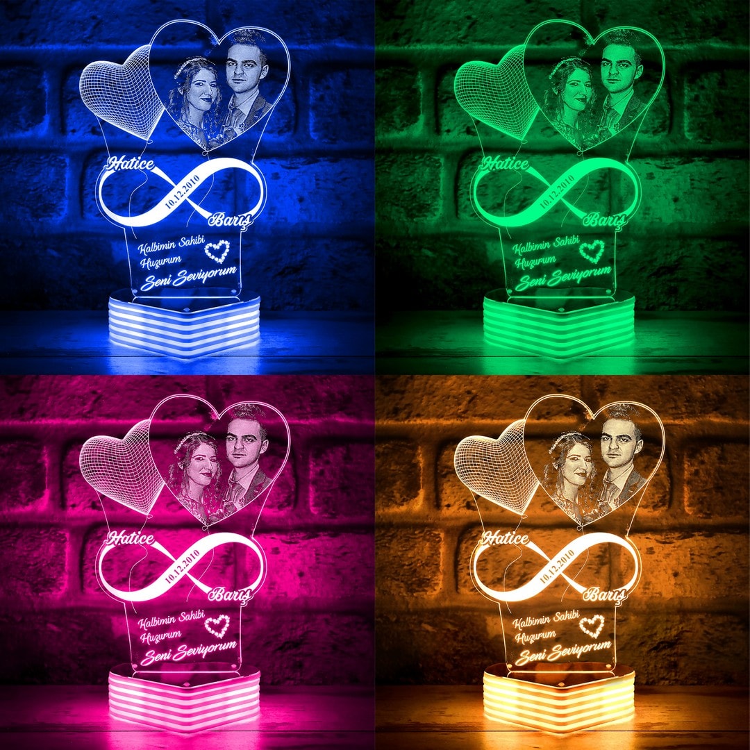 Sevgiliye Hediye Fotoğraflı Sonsuzluk 3D Lamba