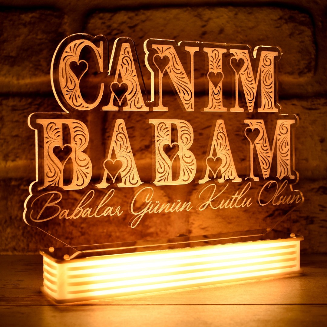 Canım Babama Hediye, Resimli 3D Lamba
