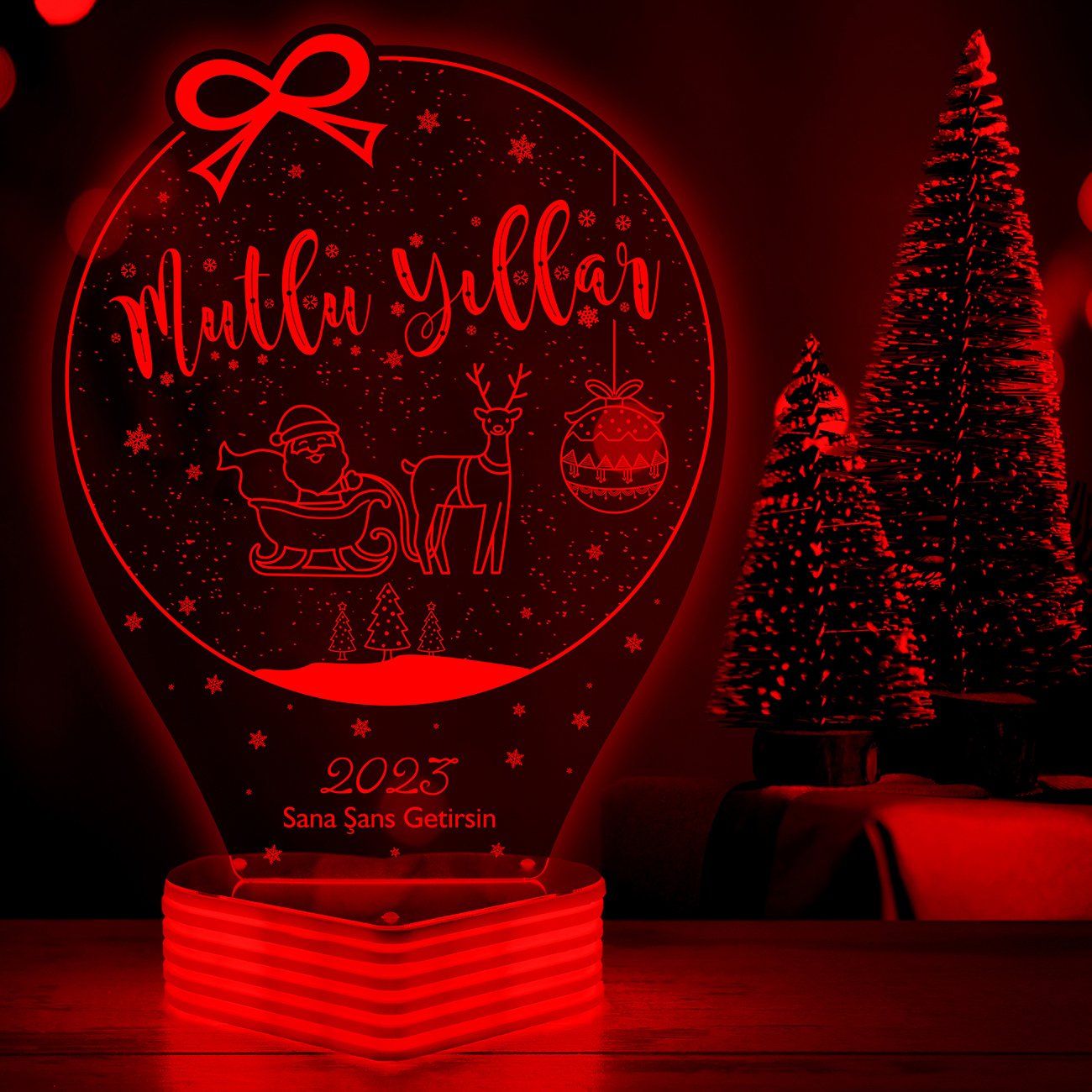 Yılbaşı Hediyesi, Kişiye Özel 3D LED Yılbaşı Lambası