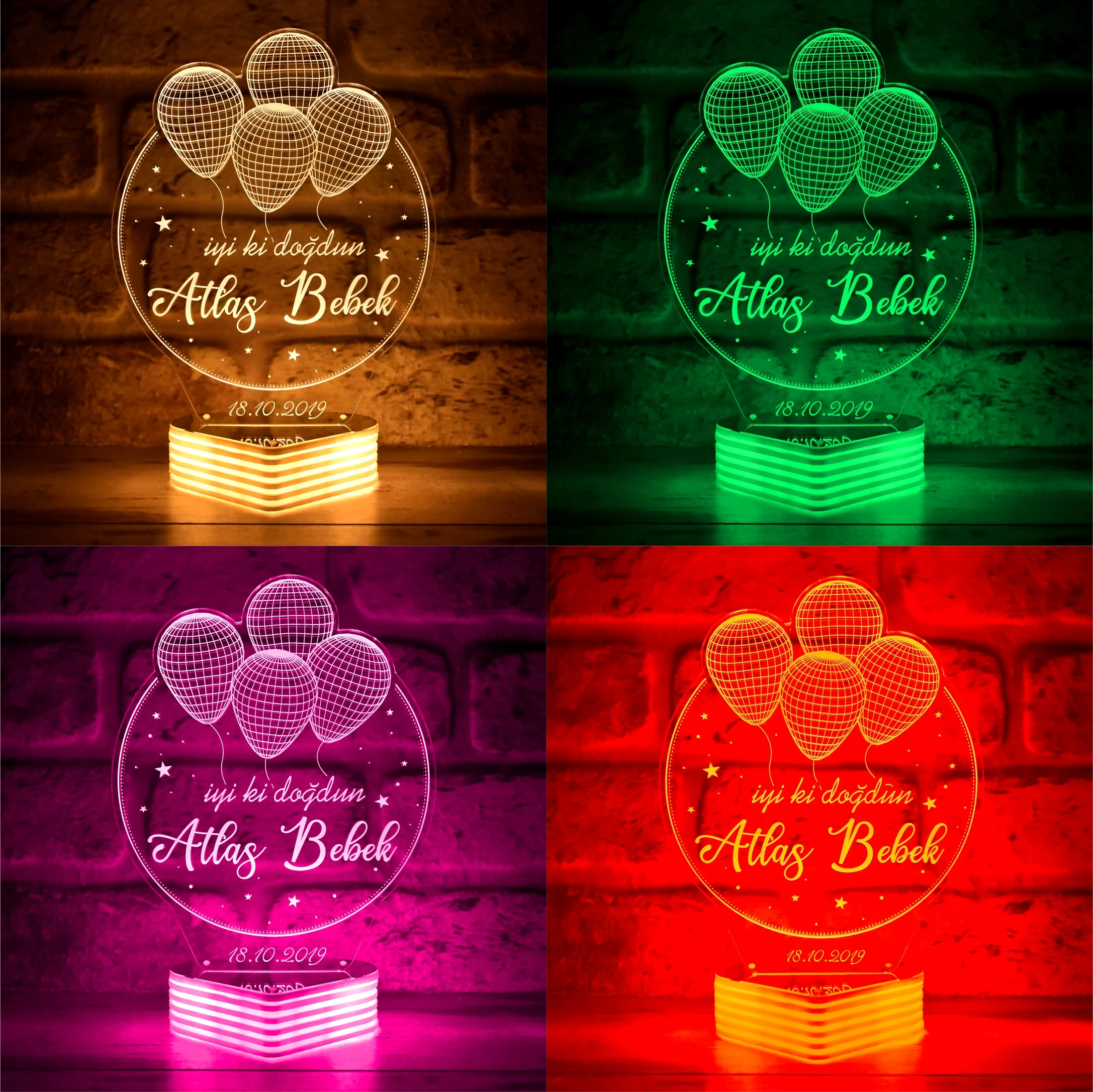 Kişiye Özel Çocuk Doğum Günü Hediyesi 3D Lamba