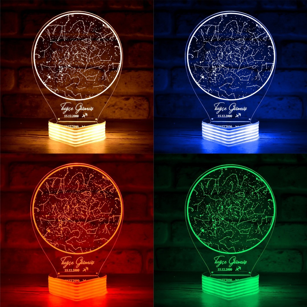 Burç Simgeli Gökyüzü Haritası, Kişiye Özel 3D LED Lamba