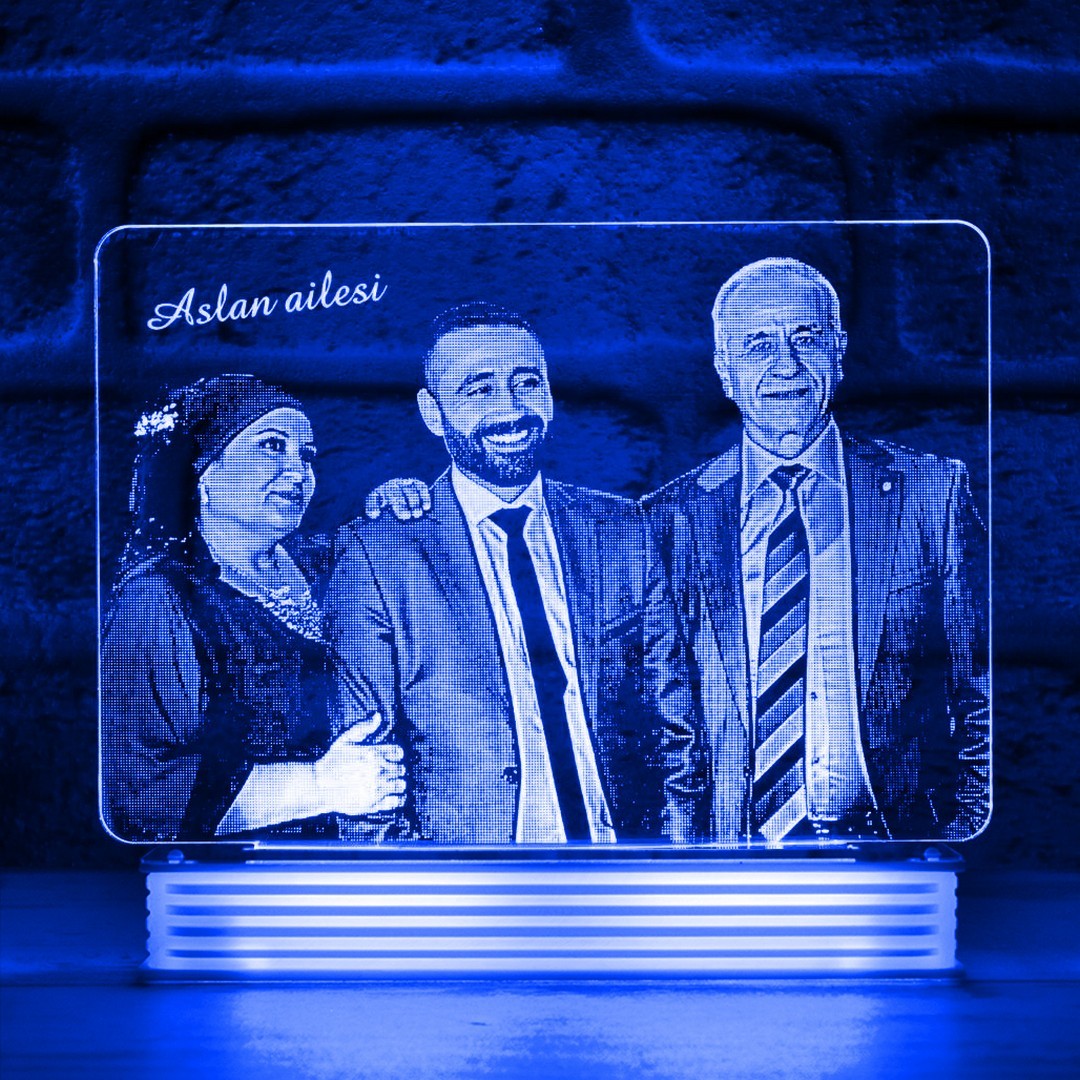 Aileye Hediye Anne Babaya Özel Fotoğraflı 3D Lamba