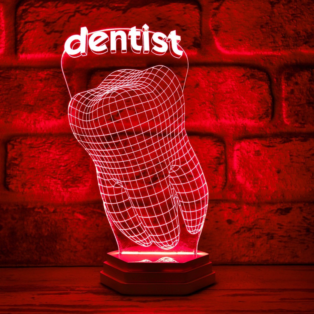 Dişçiye, Diş Doktoruna Hediye Dentist 3D Lamba