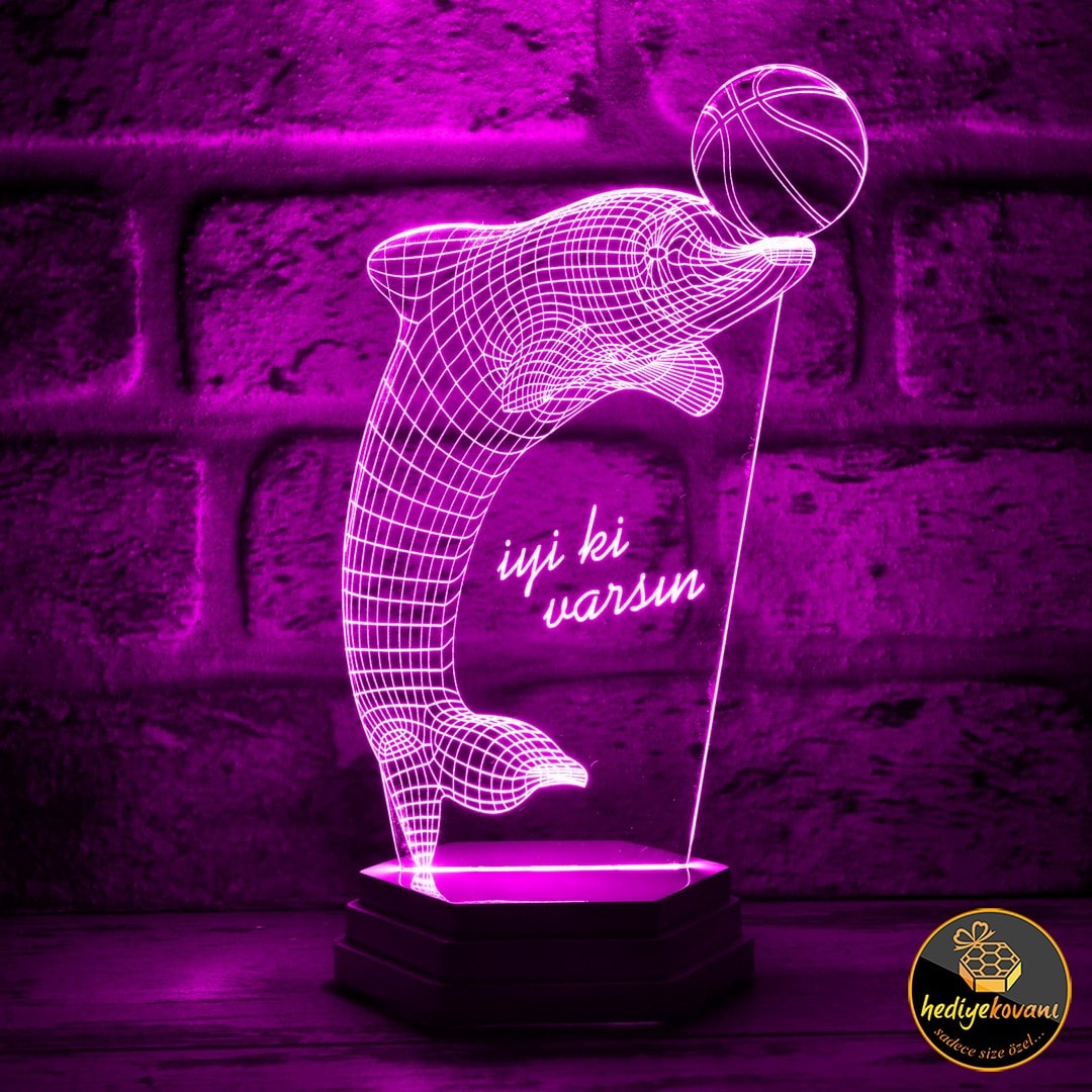 Üç Boyutlu Yunus 3D Lamba