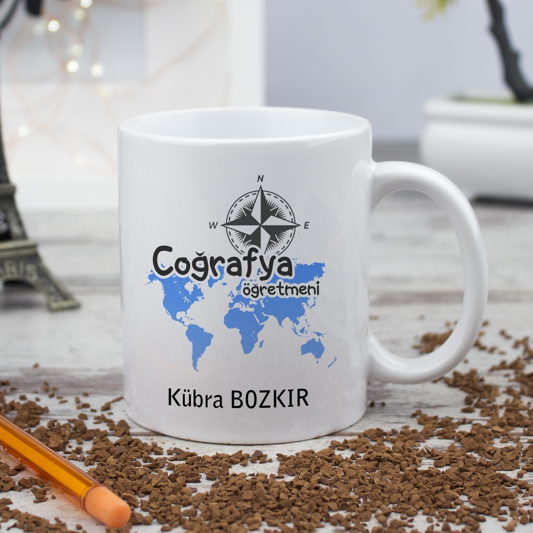 Coğrafya Öğretmenine Hediye Kişiye Özel Kupa Bardak
