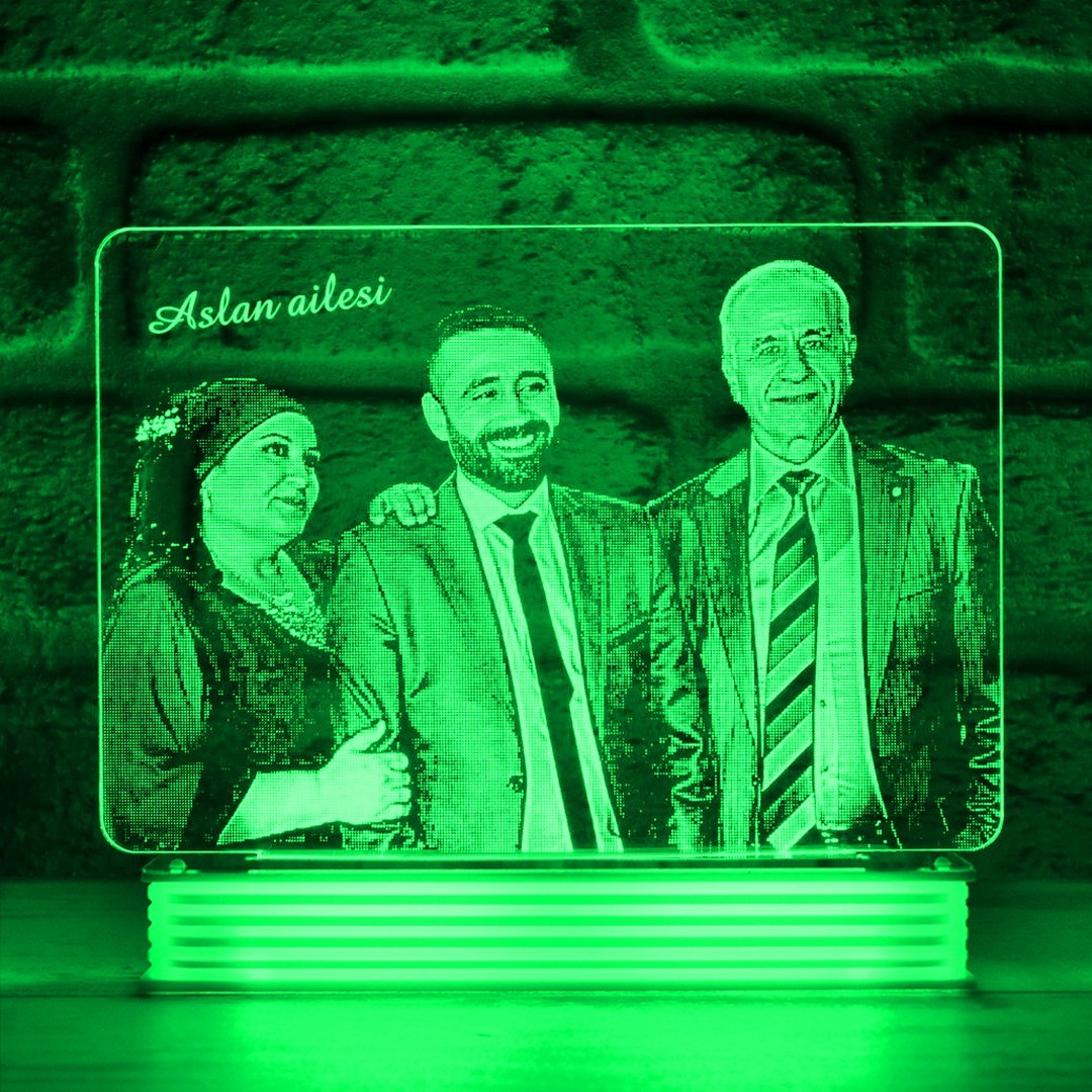 Aileye Hediye Anne Babaya Özel Fotoğraflı 3D Lamba