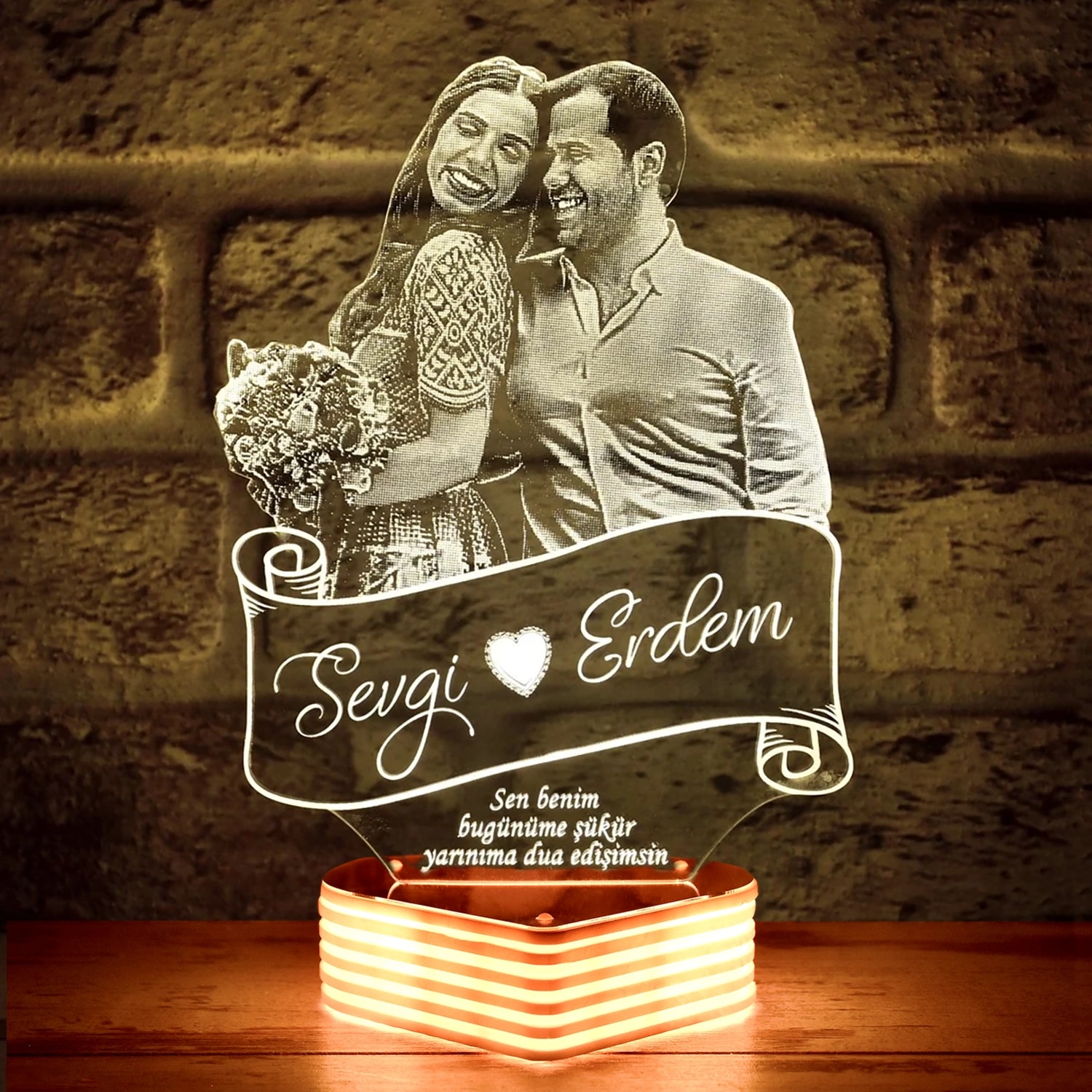 Eşe Hediye Kişiye Özel Silüet 3D Lamba