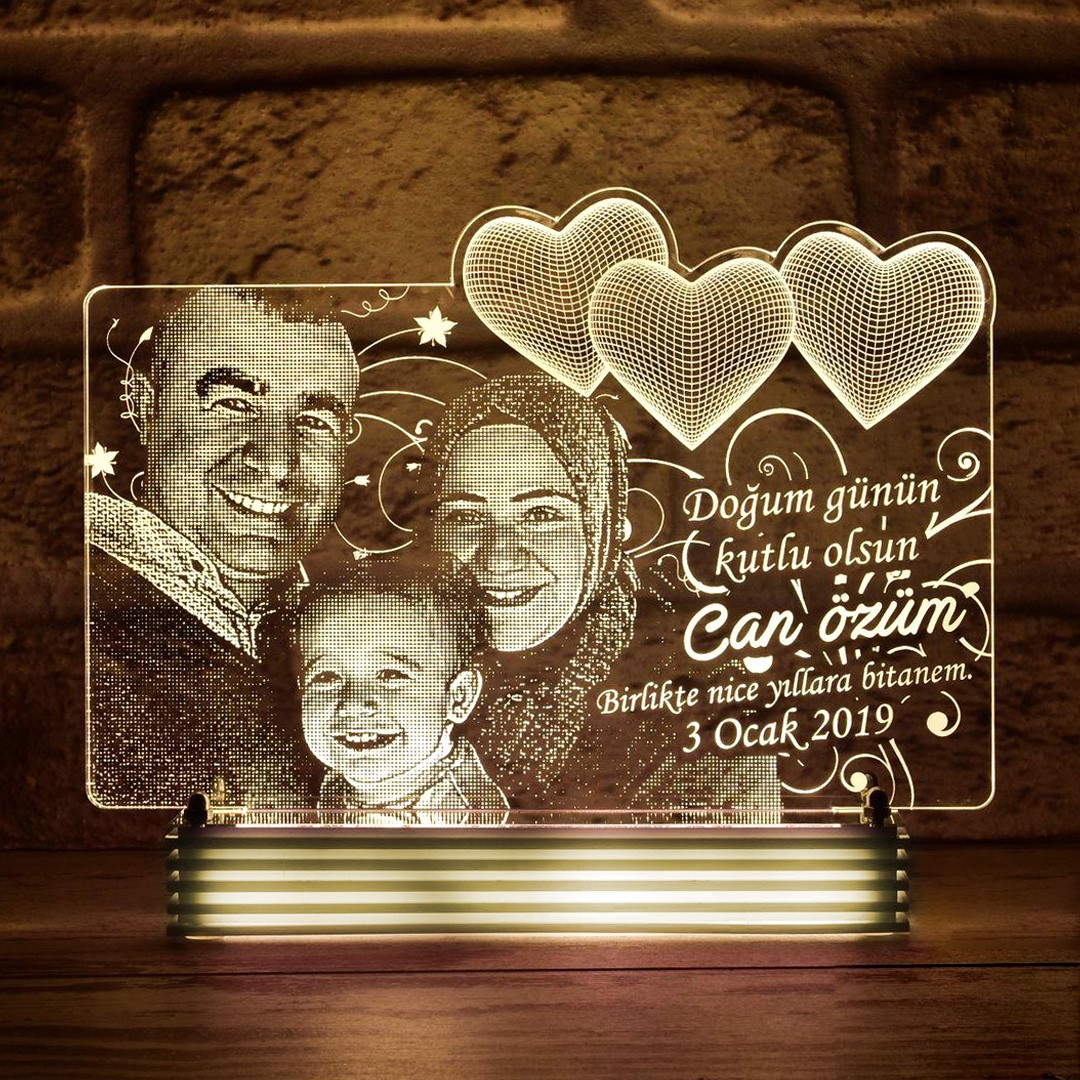 Kişiye Özel, Aile Hediyesi Fotoğraflı LED Lamba