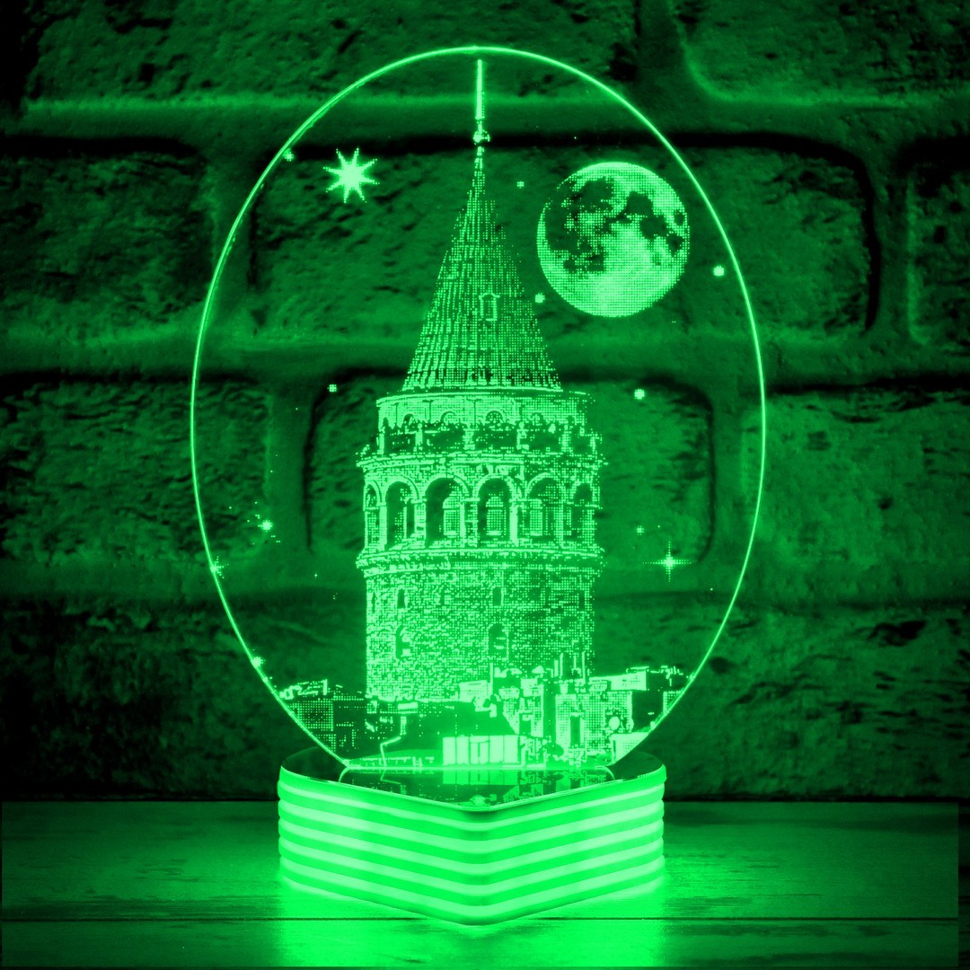 İstanbul Galata Kulesi Görselli 3D Lamba