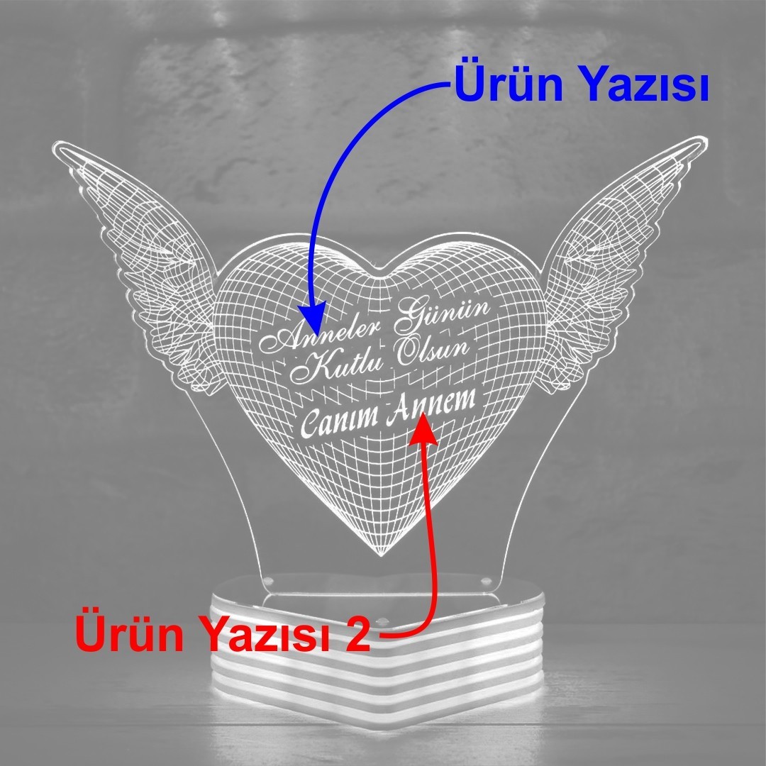Annelere Özel Anneler Günü Hediyesi 3D Lamba
