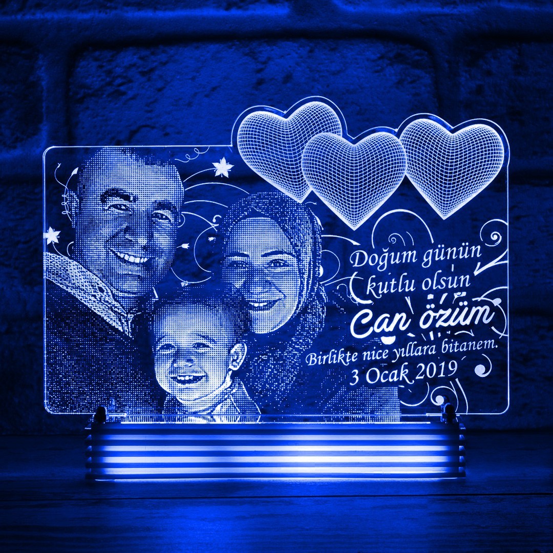 Kişiye Özel, Aile Hediyesi Fotoğraflı LED Lamba