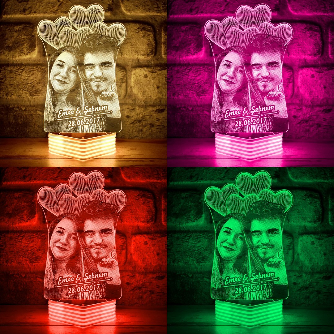 Sevgiliye Hediye Resimli 3D Lamba