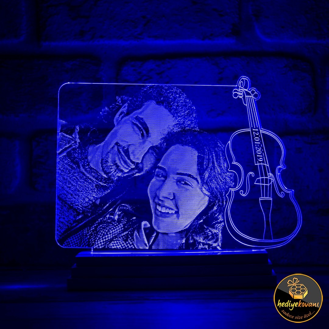Keman Hediyesi Keman Çalana Keman Hocasına Hediye 3D Lamba