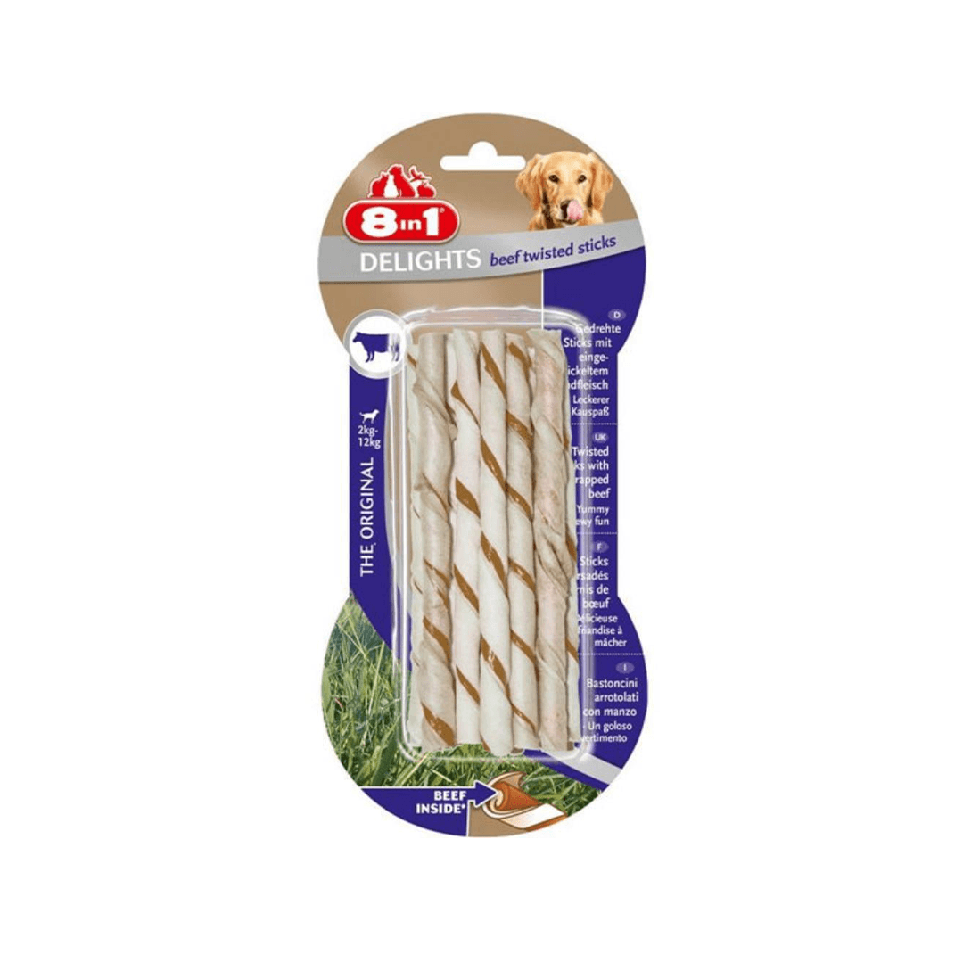 8in1 Delights Biftekli Ağız Sağlığı için Burgu Kemik (10'lu) 55gr