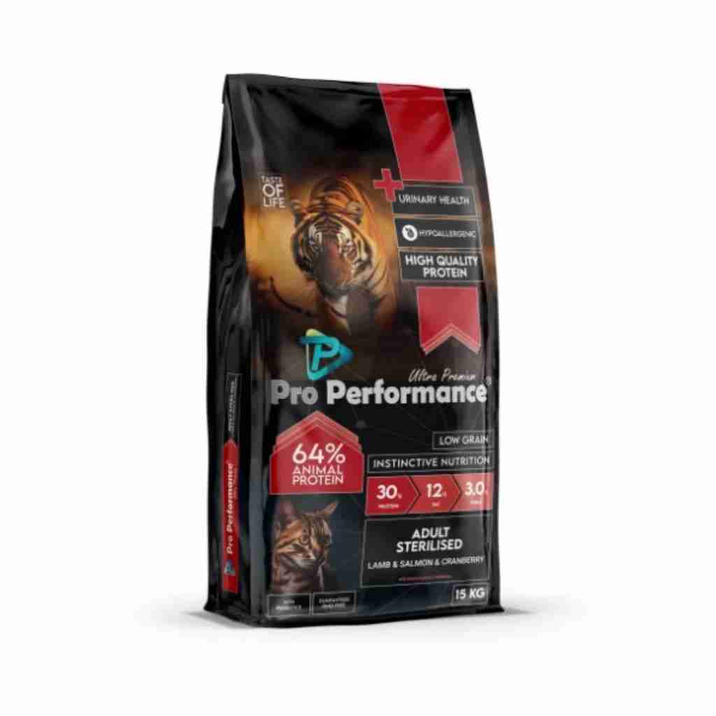 Pro Performance Kısırlaştırılmış Kuzu Etli & Somonlu & Karidesli ve Kızılcıklı Kedi Maması 2 Kg