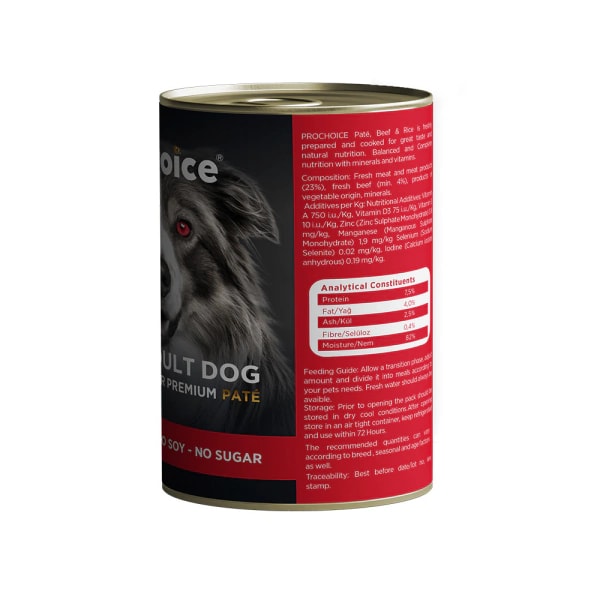 PROCHOICE ADULT DOG BEEF&RICE PATE 400 GR