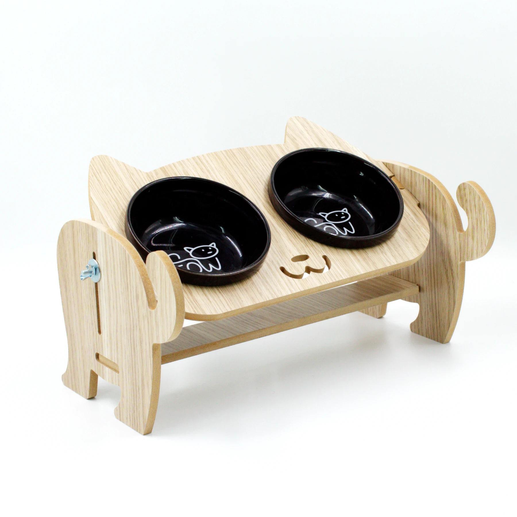 AHŞAP AYARLANABİLİR MAMA KABI İKİLİ