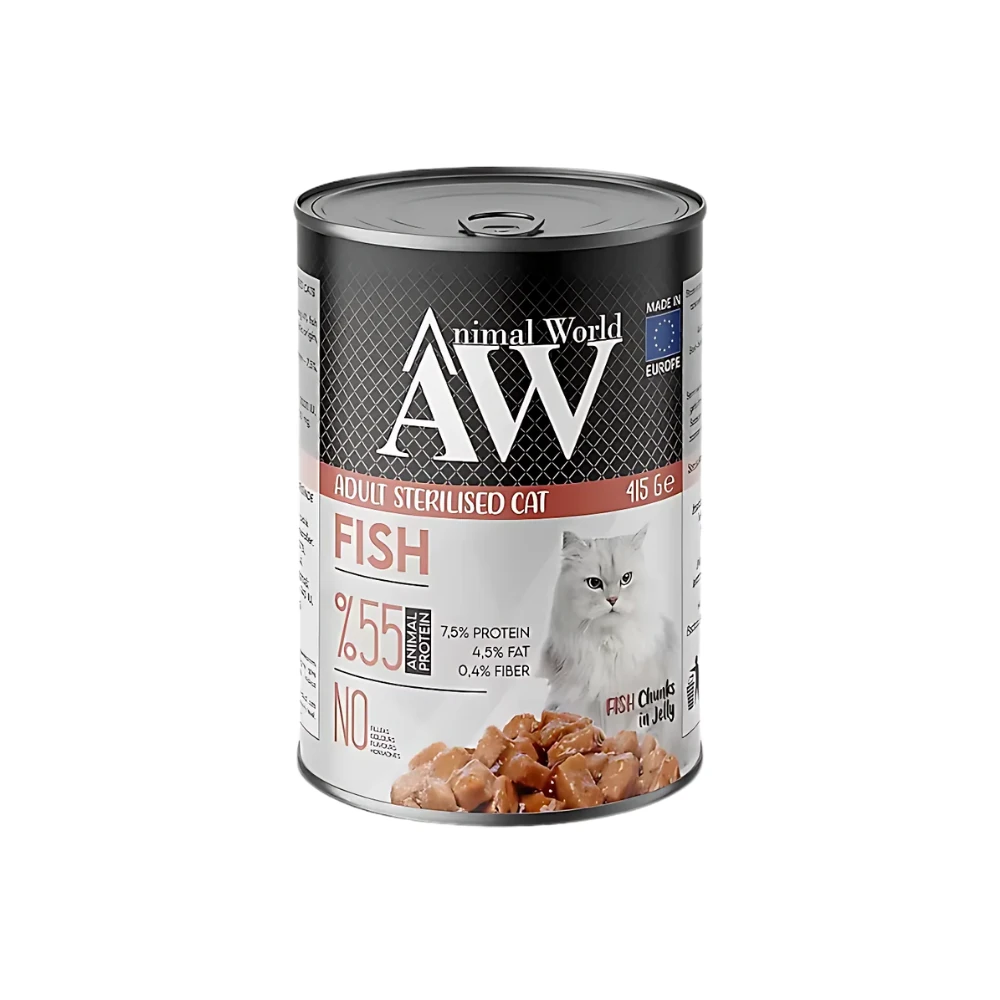 Animal World Balıklı Kısırlaştırılmış Yetişkin Kedi Konservesi 415 Gr*24