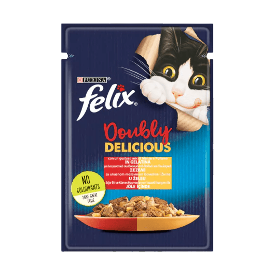 Felix Çifte Lezzet Sığır & Tavuklu Kedi Yaş Mama 85 Gr