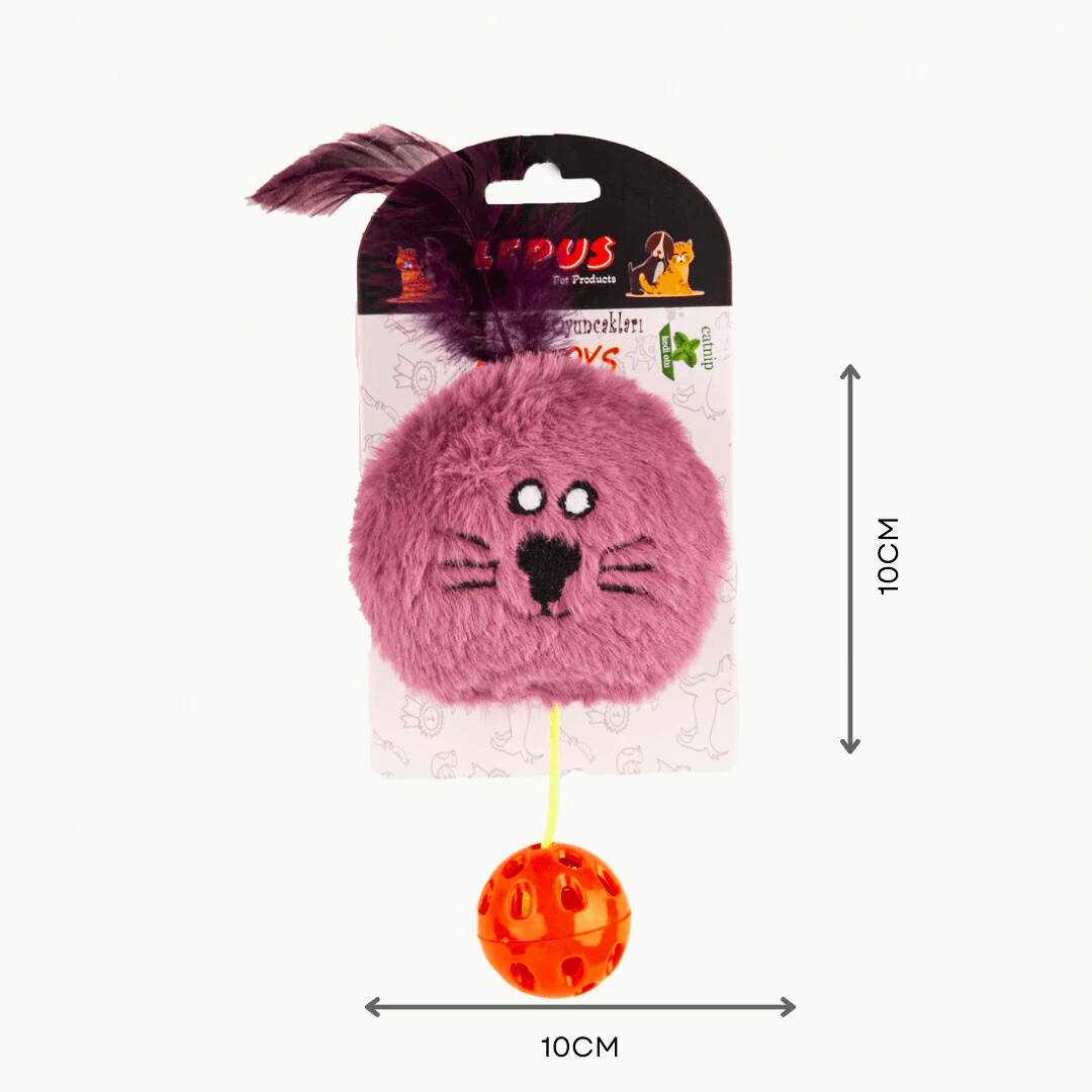 ASLAN PELUŞ CATNIPLI  YUVARLAK KEDİ OYUNCAĞI PEMBE