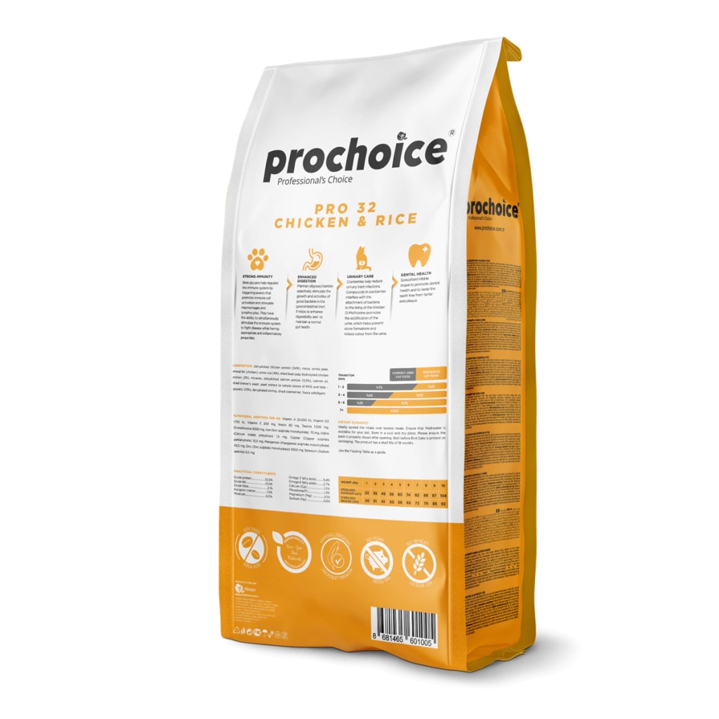 PROCHOICE Pro32 Chicken&Rice Sterilised Cats 15 KG