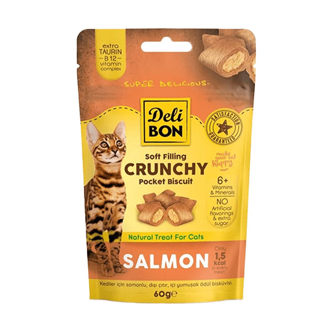 Delibon Crunchy İçi Dolgulu Ödül Bisküvisi Somonlu 60 Gr