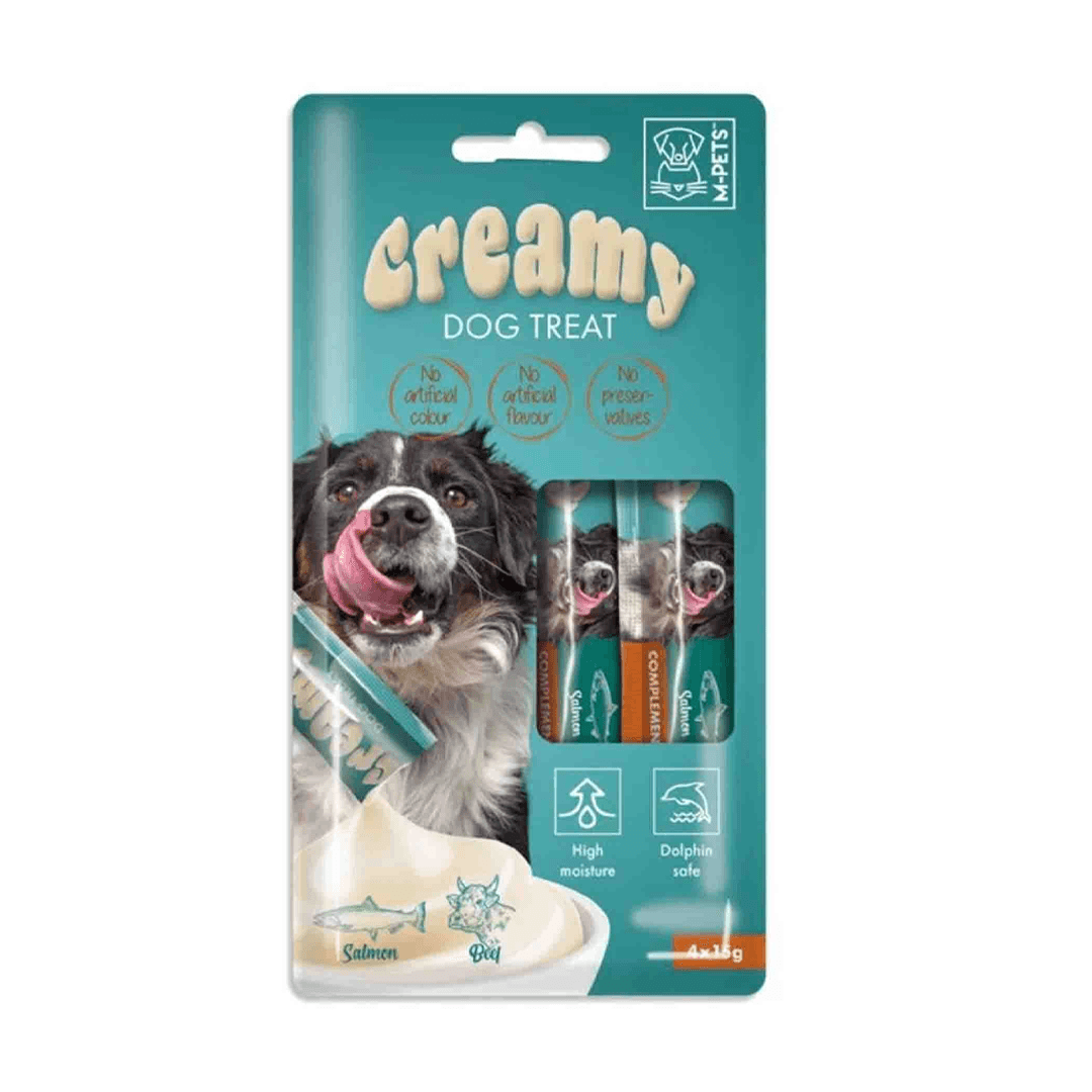 M-PETS KÖPEK ÖDÜLÜ CREAMY SOMON BALIKLI BİFTEKLİ 4X15GR