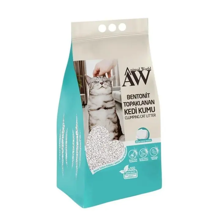 Animal World Beyaz Sabun Kokulu Extra Güçlü Topaklanan Bentonit Kedi Kumu 10 LT