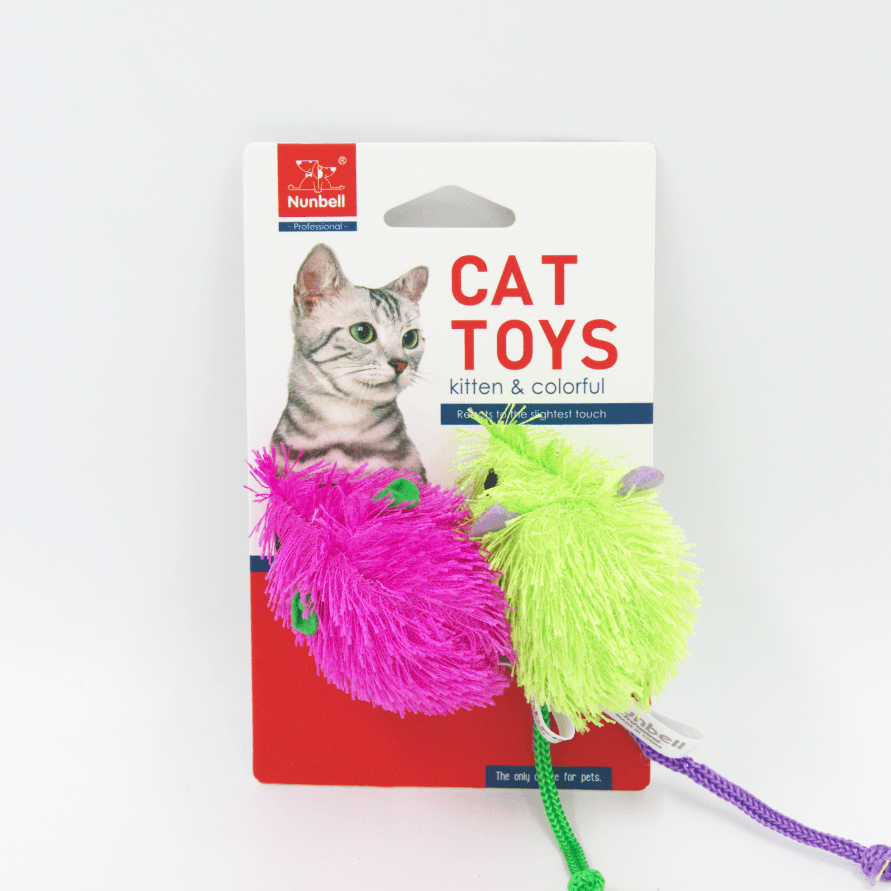 NUNBELL RENKLİ TÜYLÜ FARE KEDİ OYUNCAK 2li