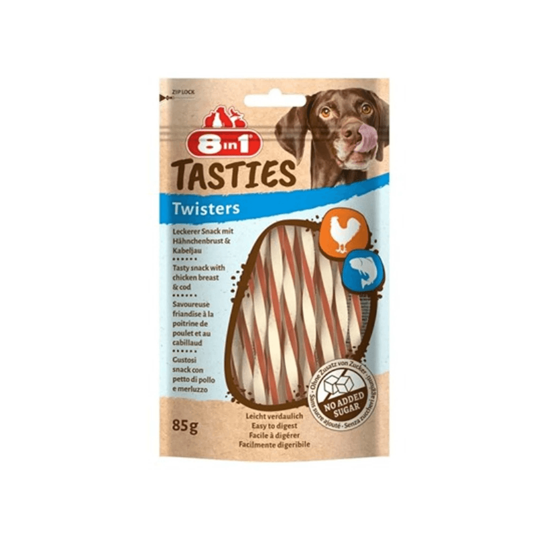 8in1 Tasties Twisters Tavuklu Balıklı Burgu Köpek Ödülü 85 Gr