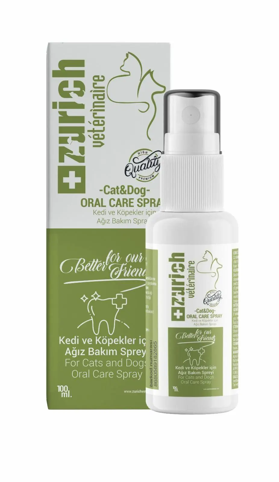 ZURİCH Veterinaire Kedi Köpek Ağız Bakım Spreyi 100 Ml