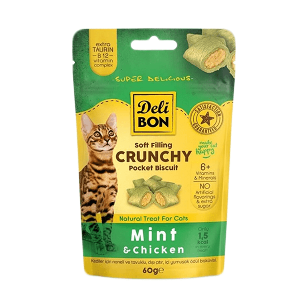 Delibon Crunchy Içi Dolgulu Ödül Bisküvisi Tavuklu ve Naneli 60GR