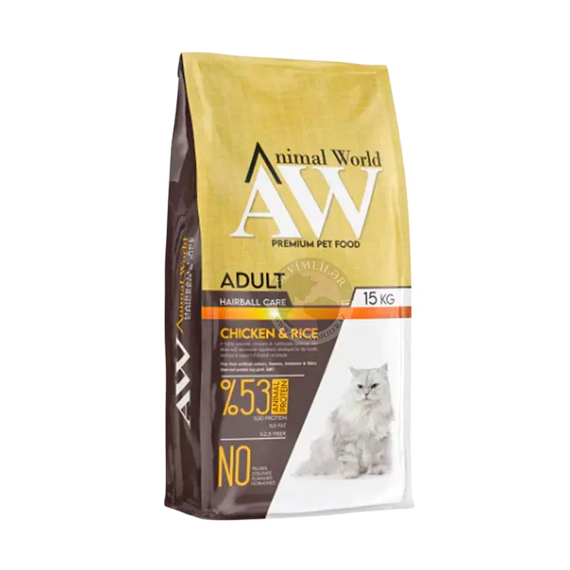 Animal World Adult Cat Chicken Rice Hairball 15 KG